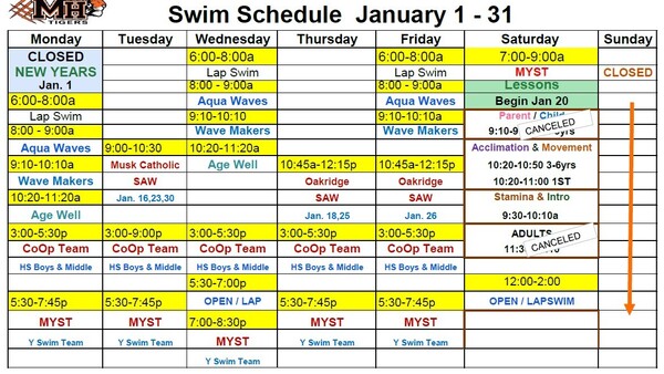 Pool Schedule - Jan 19, 2024